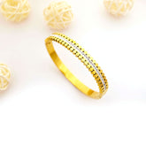 Golden Petal Bracelet with Zircon Sparkle Line